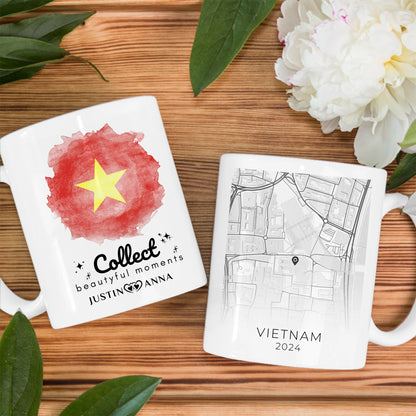 Pärchen Tasse Personalisiert Urlaub Erinnerung Vietnam Stadtkarte