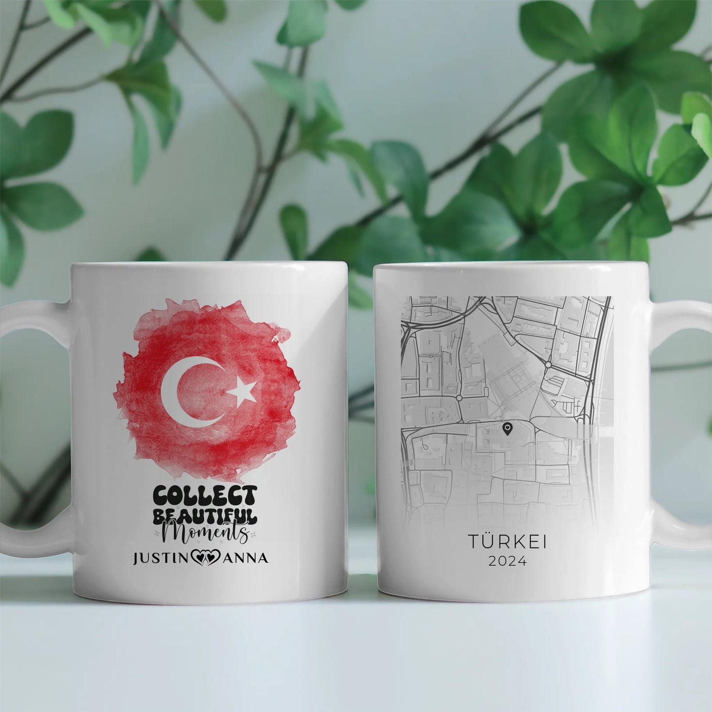 Foto Geschenk Tasse für Paare Urlaub Erinnerung Türkei Stadtkarte