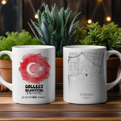 Foto Geschenk Tasse für Paare Urlaub Erinnerung Türkei Stadtkarte