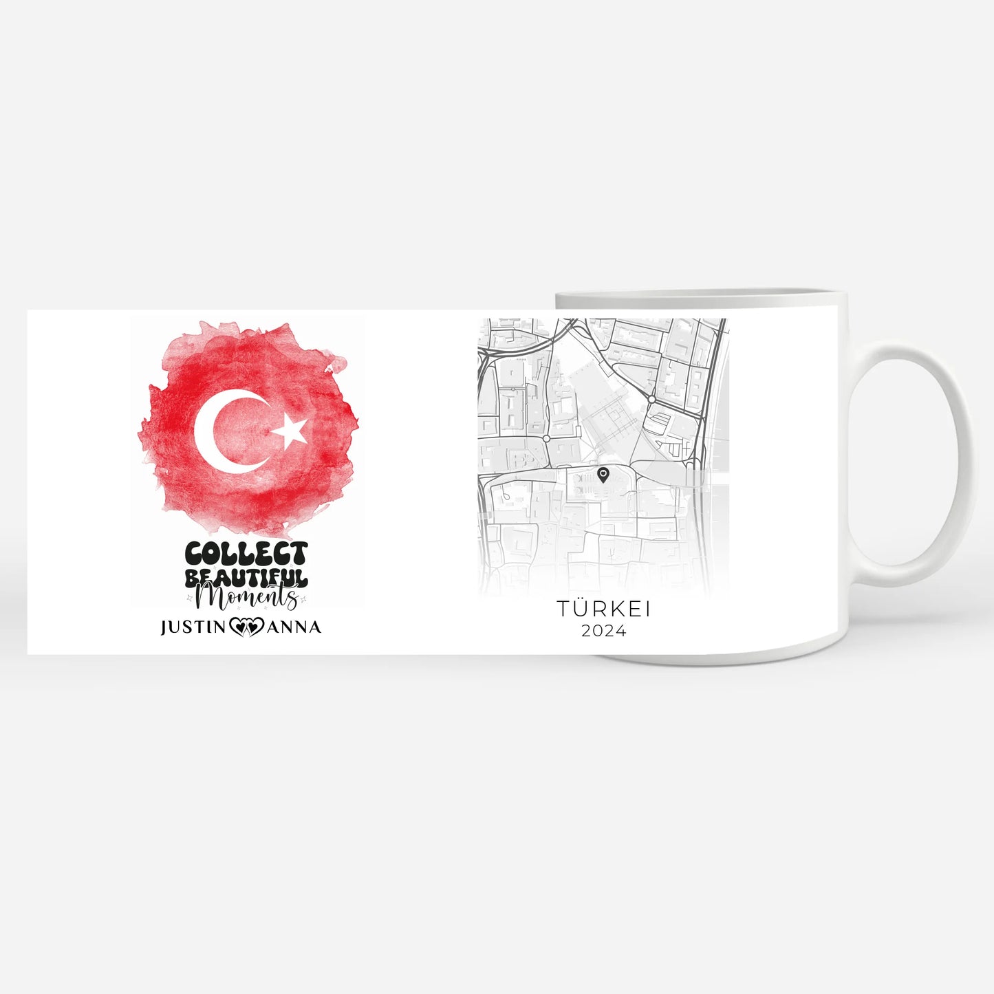 Foto Geschenk Tasse für Paare Urlaub Erinnerung Türkei Stadtkarte