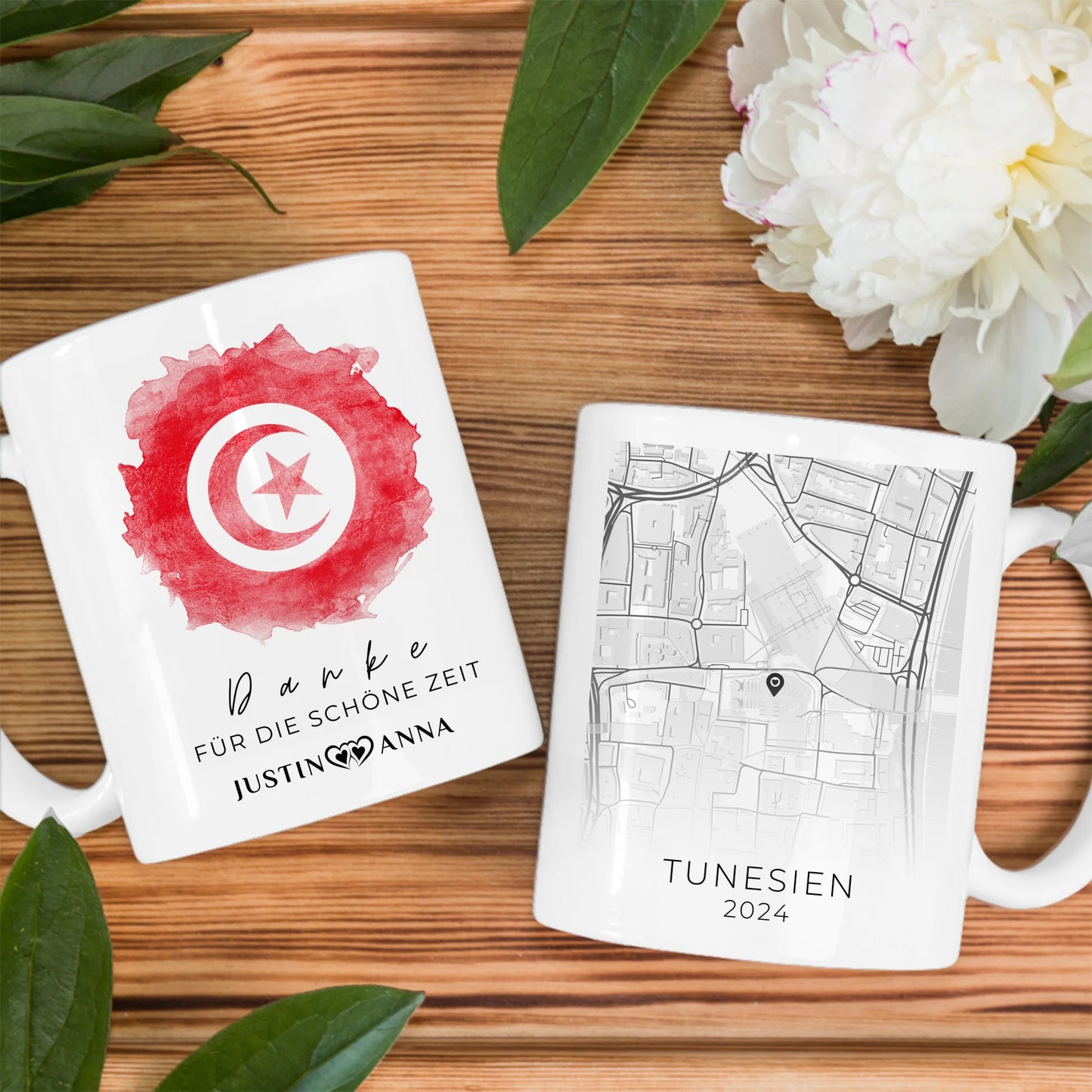 Pärchen Tasse Urlaubs Erinnerung Tunesien Stadtkarte