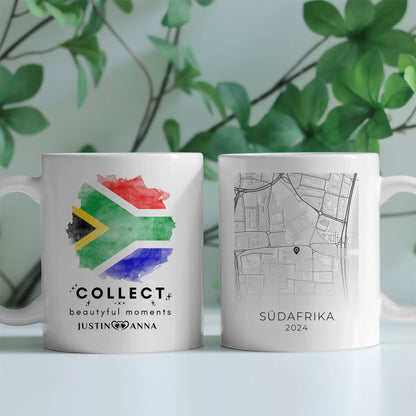Pärchen Tasse Personalisiert Urlaubs Erinnerung Südafrika Stadtkarte