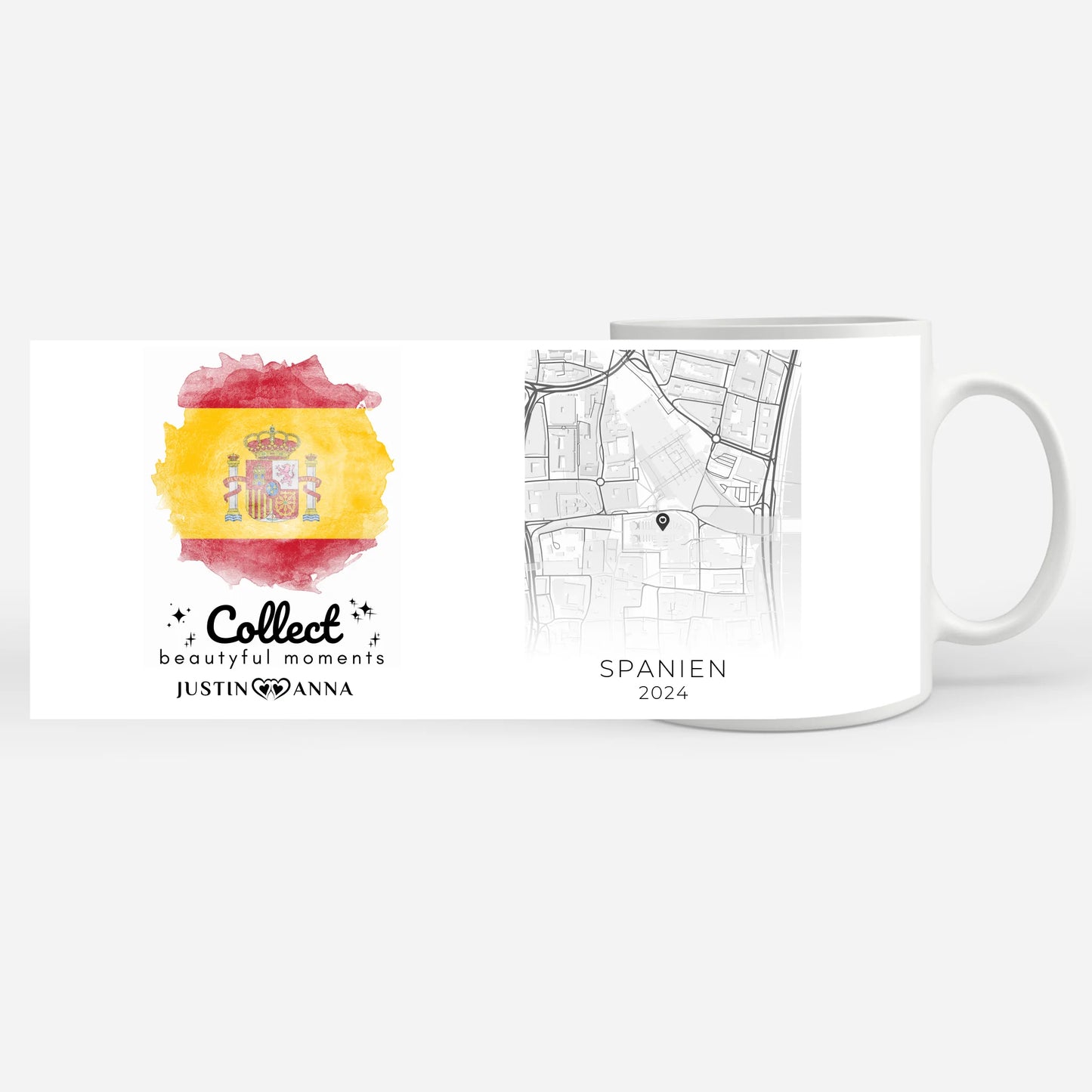 Personalisierte Tasse Urlaub Erinnerung Spain Spanien Stadtkarte