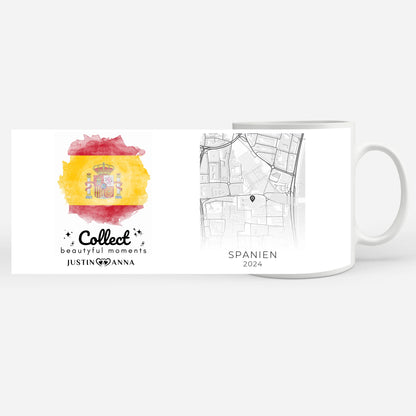 Personalisierte Tasse Urlaub Erinnerung Spain Spanien Stadtkarte