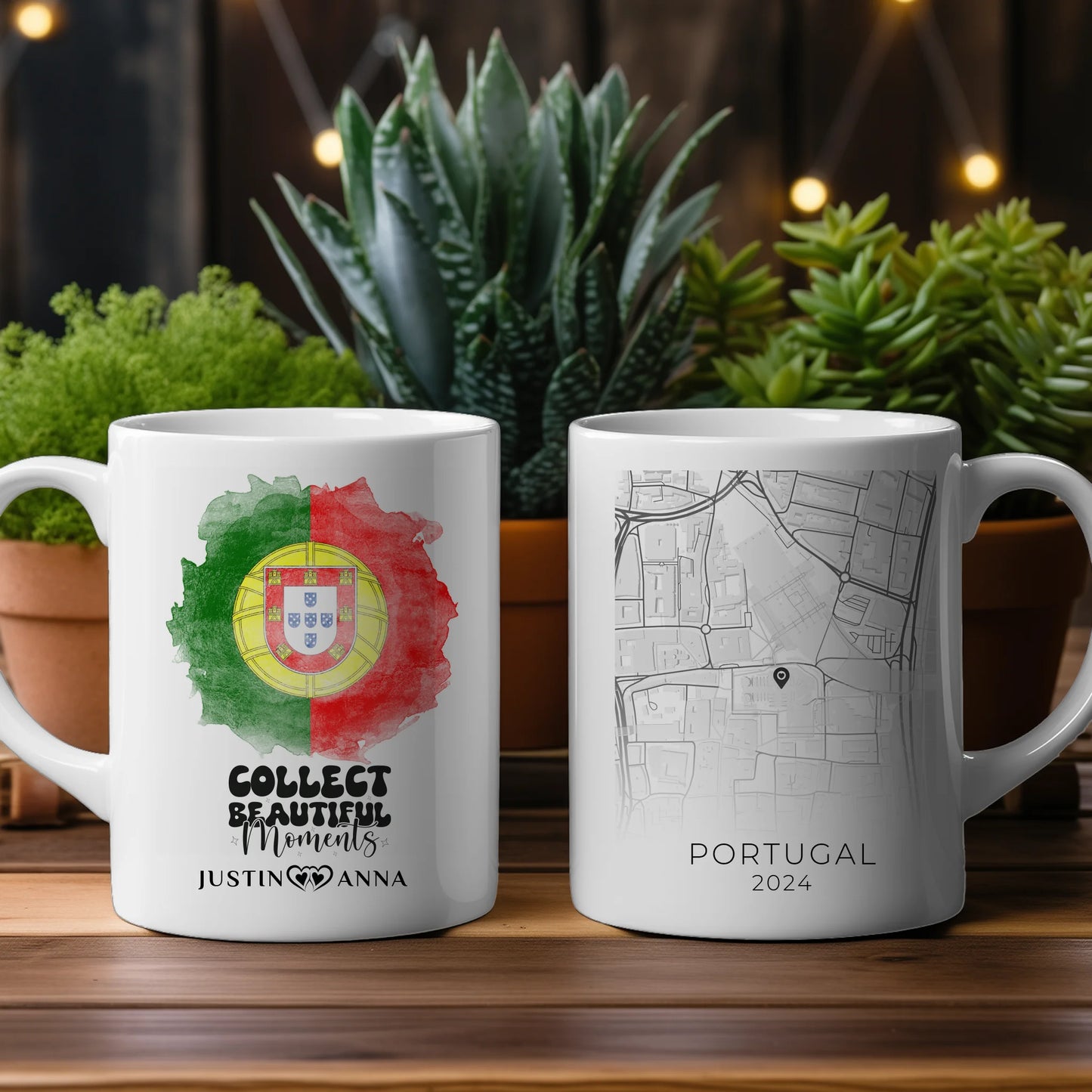 Pärchen Tasse Urlaub Erinnerung Portugal Stadtkarte