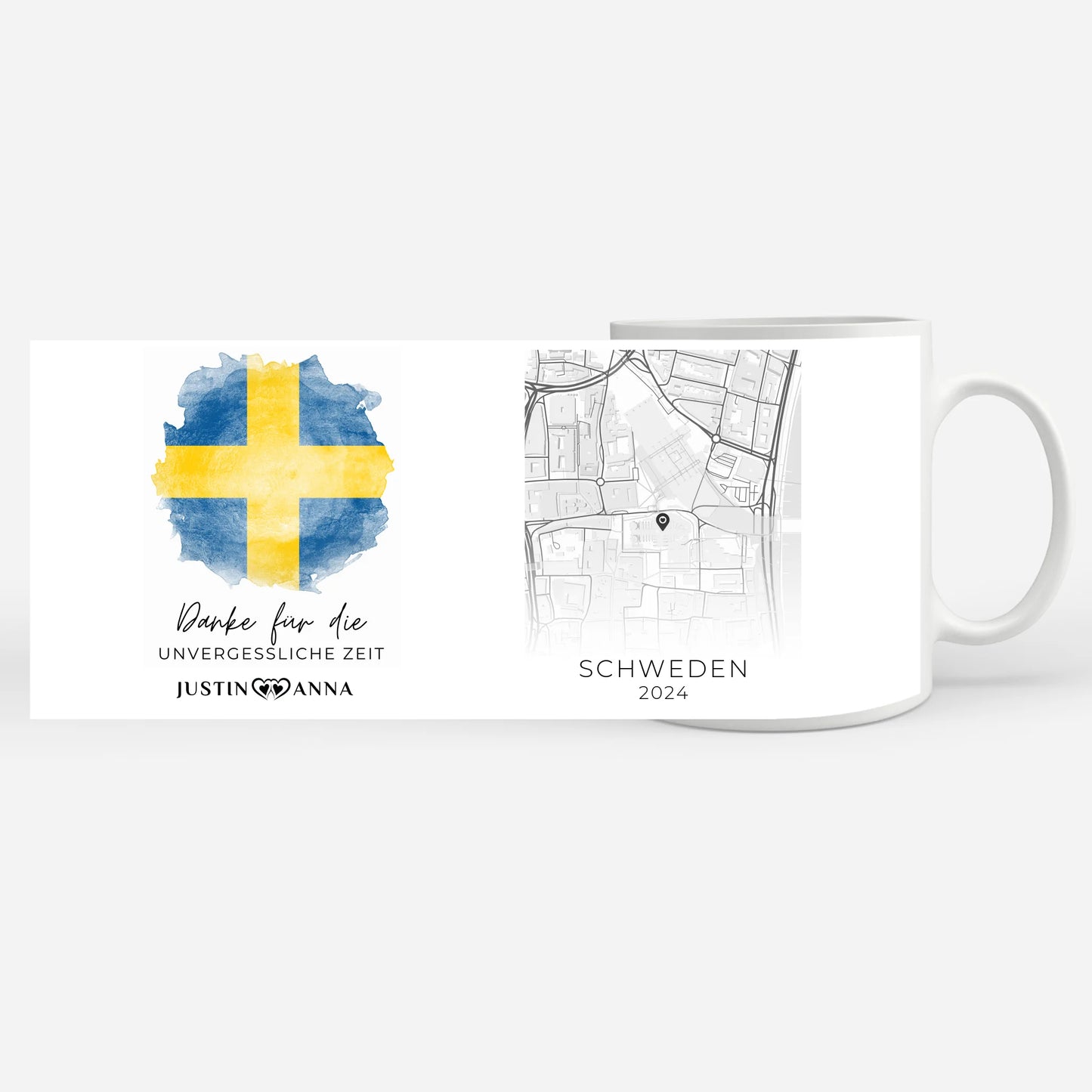 Foto Geschenk Tasse für Paare Urlaubs Erinnerung Schweden Stadtkarte