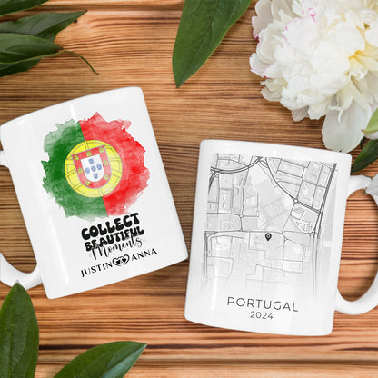Pärchen Tasse Urlaub Erinnerung Portugal Stadtkarte