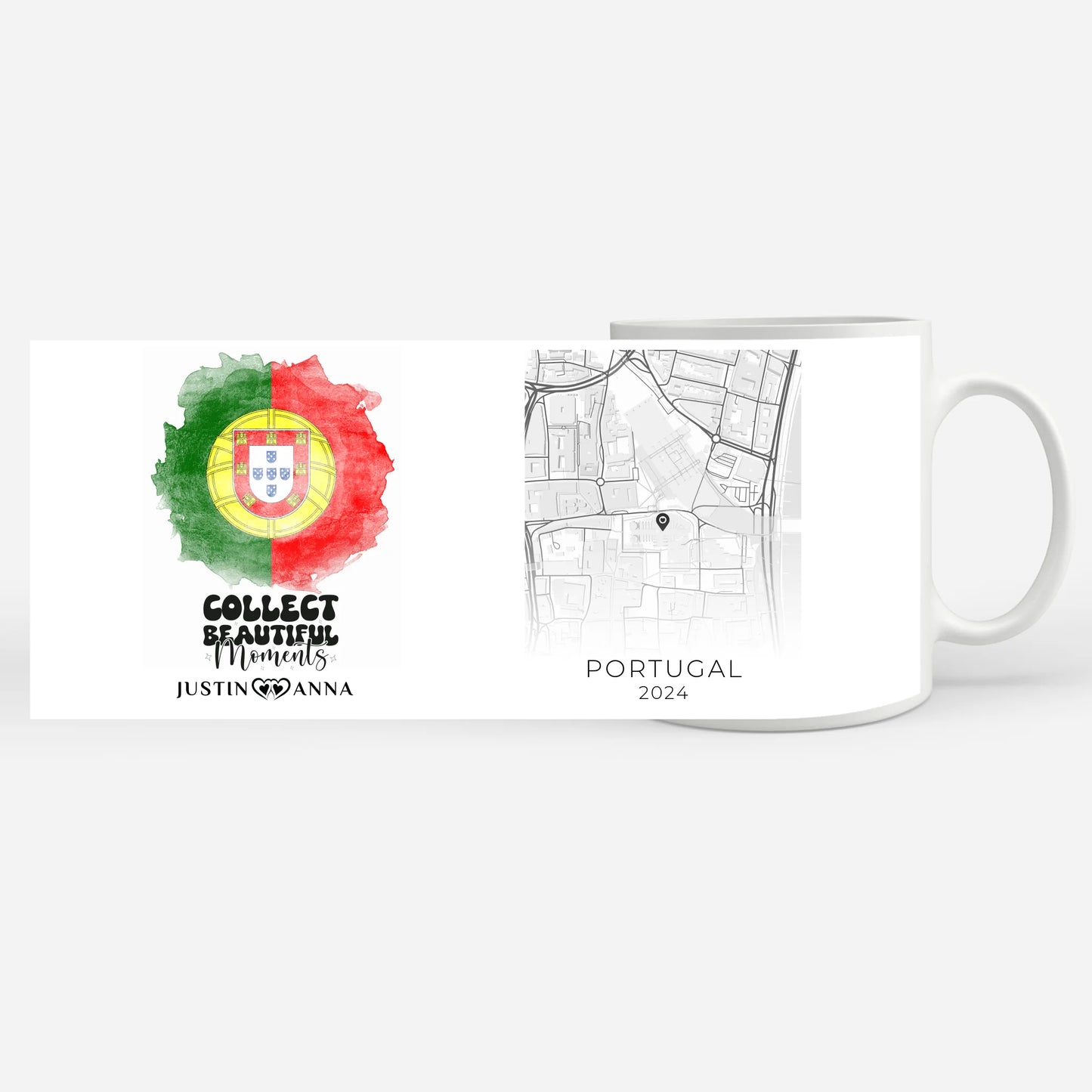 Pärchen Tasse Urlaub Erinnerung Portugal Stadtkarte