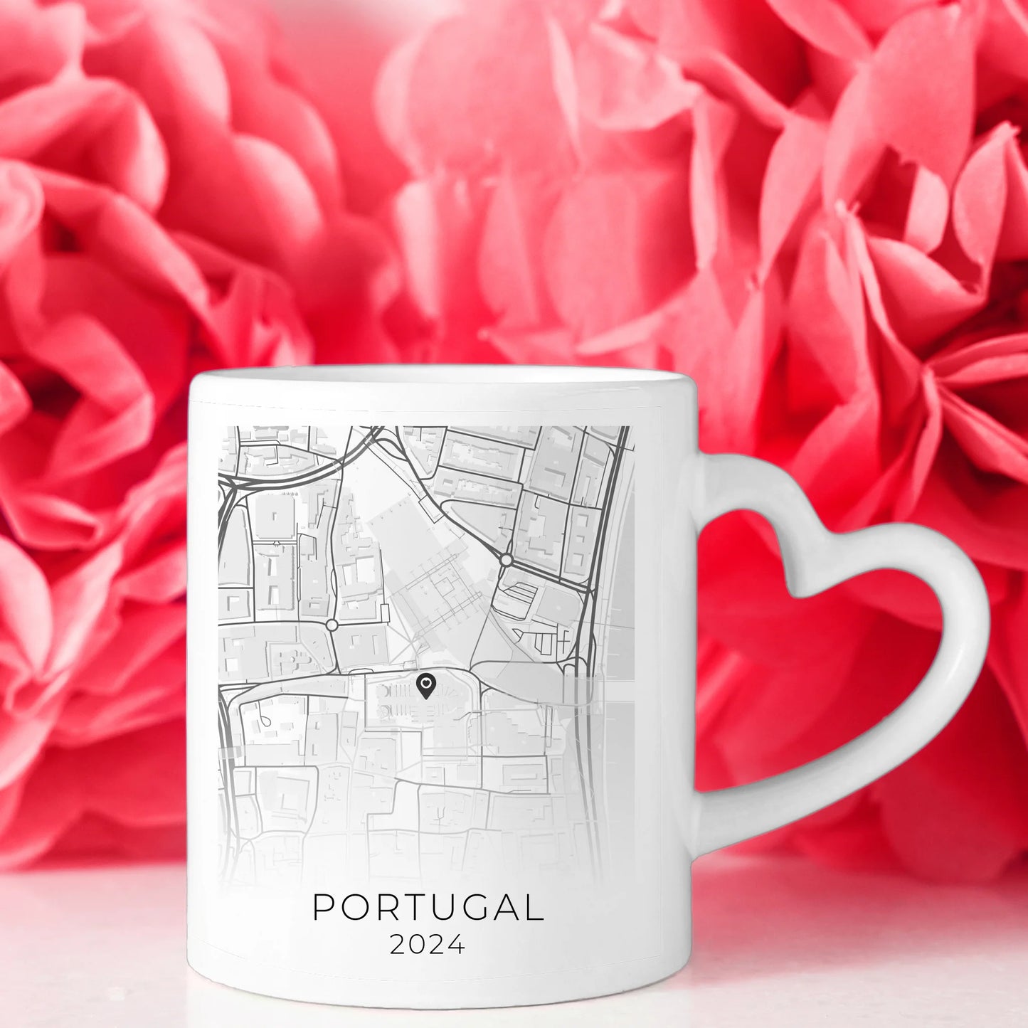 Pärchen Tasse Urlaub Erinnerung Portugal Stadtkarte