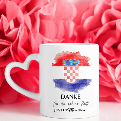 Pärchen Tasse Personalisiert Urlaub Erinnerung Kroatien Stadtkarte