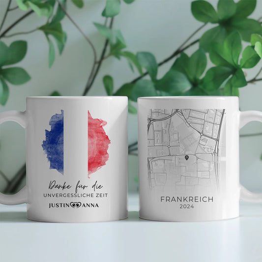 Pärchen Tasse Urlaubs Erinnerung Frankreich Stadtkarte