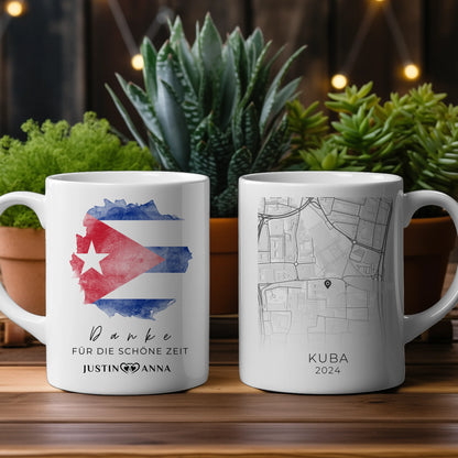 Pärchen Tasse Personalisiert Urlaubs Erinnerung Cuba Kuba Stadtkarte
