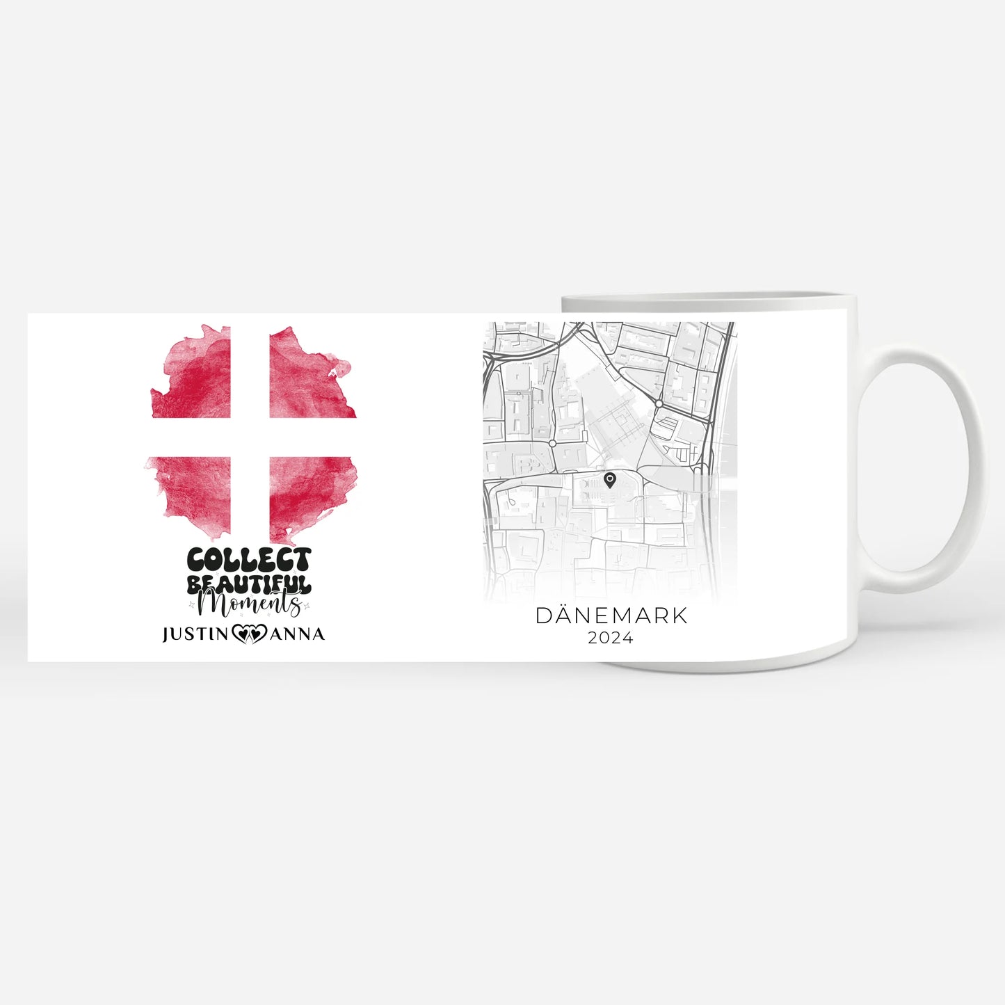 Tasse personalisiert für Paare Urlaub Erinnerung Dänemark Stadtkarte