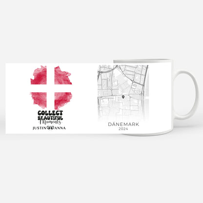Tasse personalisiert für Paare Urlaub Erinnerung Dänemark Stadtkarte