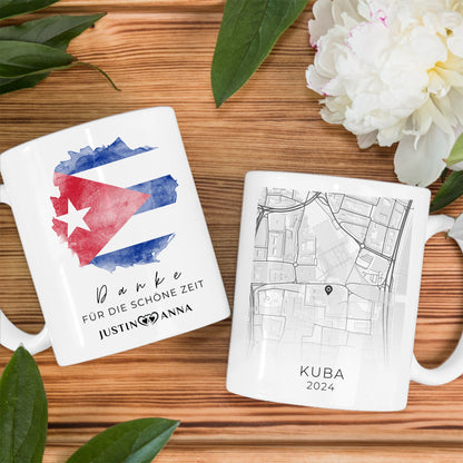Pärchen Tasse Personalisiert Urlaubs Erinnerung Cuba Kuba Stadtkarte