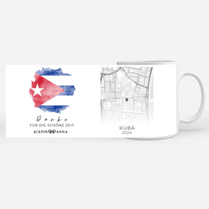 Pärchen Tasse Personalisiert Urlaubs Erinnerung Cuba Kuba Stadtkarte