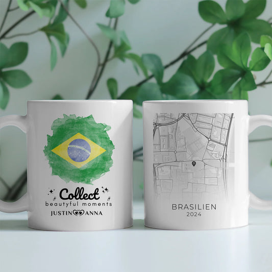 Pärchen Tasse Urlaub Erinnerung Brasilien Stadtkarte