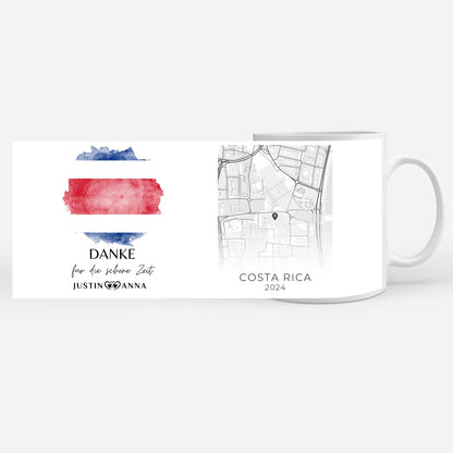 Personalisierte Tasse Urlaub Erinnerung Costa Rica Stadtkarte