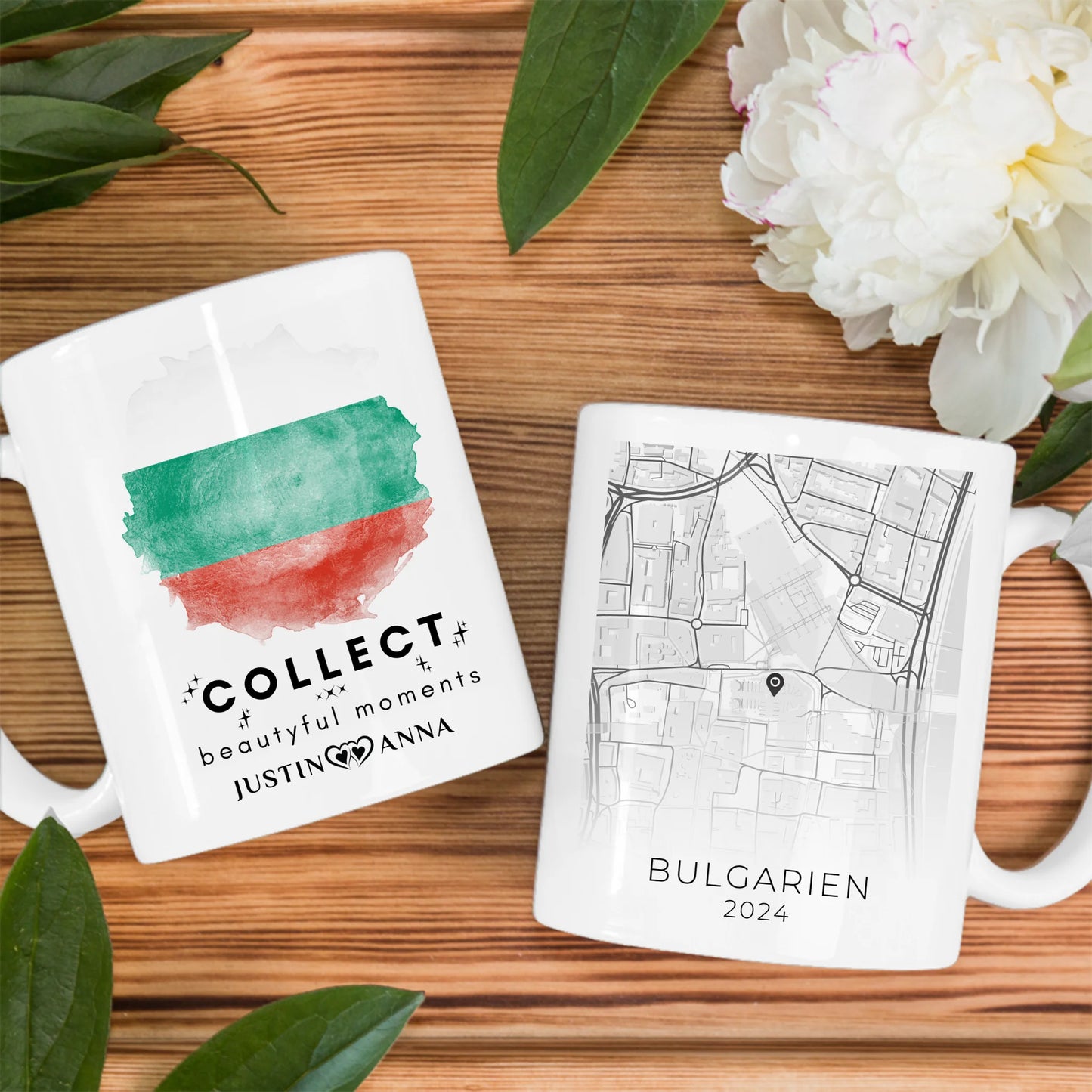 Foto Geschenk Tasse für Paare Urlaubs Erinnerung Bulgarien Stadtkarte