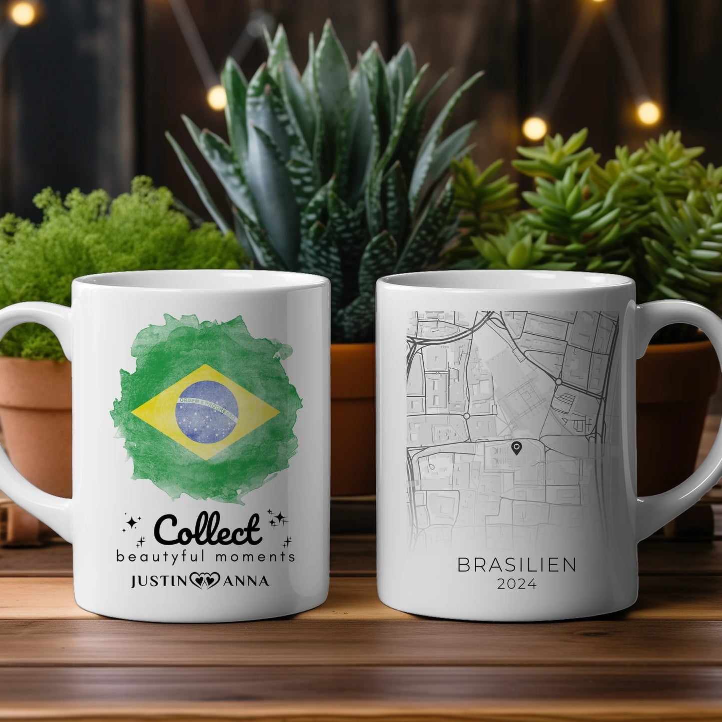 Pärchen Tasse Urlaub Erinnerung Brasilien Stadtkarte
