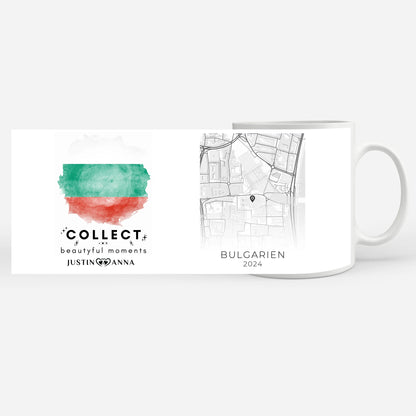 Foto Geschenk Tasse für Paare Urlaubs Erinnerung Bulgarien Stadtkarte