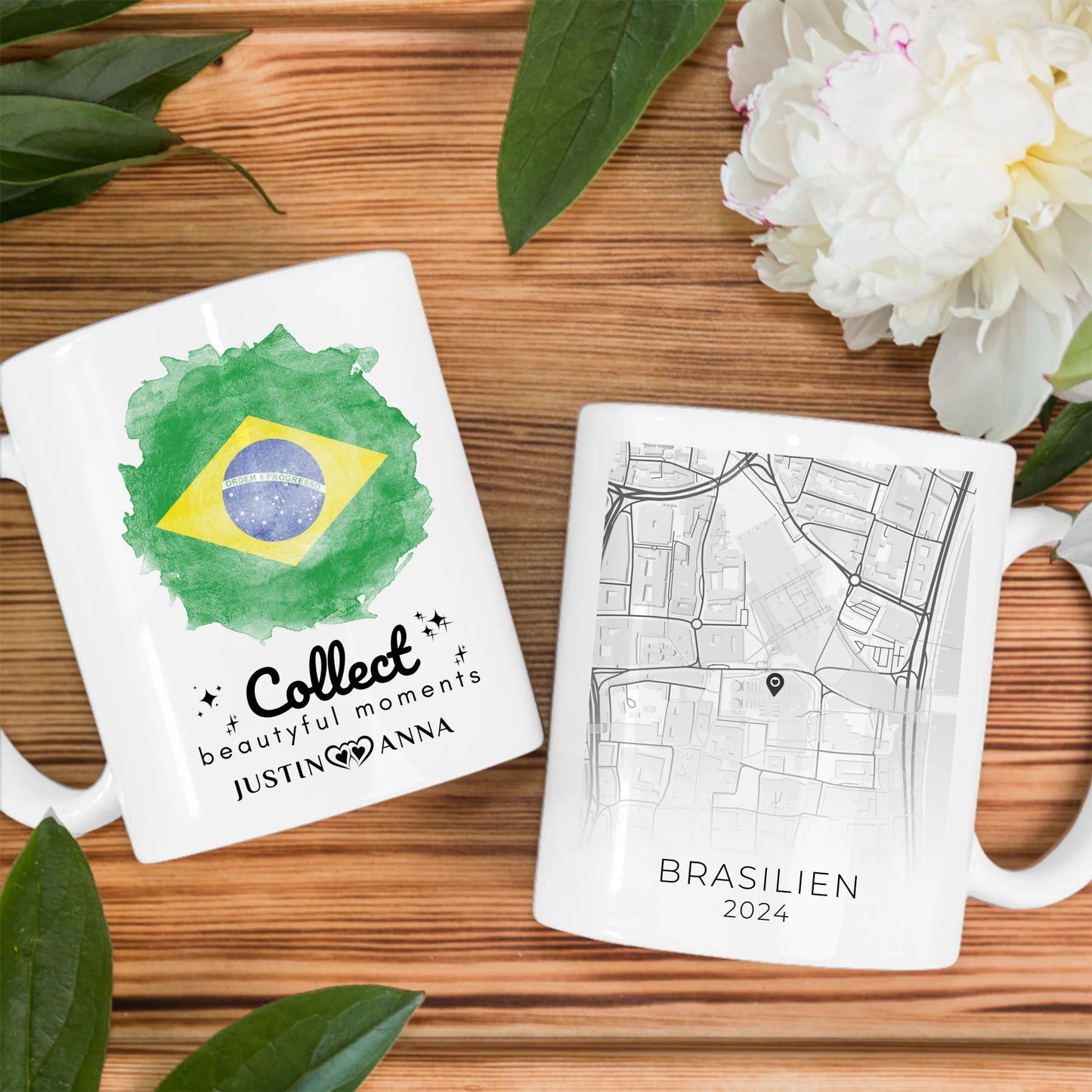 Pärchen Tasse Urlaub Erinnerung Brasilien Stadtkarte