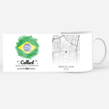 Pärchen Tasse Urlaub Erinnerung Brasilien Stadtkarte