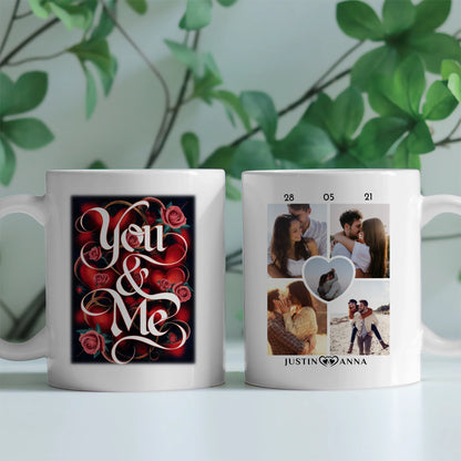 Foto Geschenk Tasse für Paare You & Me Rosen mit 5 Fotos