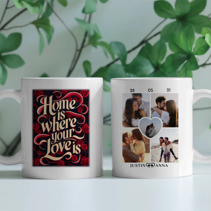Personalisierte Tasse Liebe Home Is Where Your Love Is für Pärchen