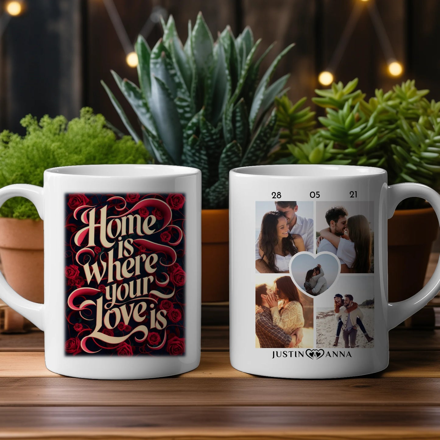 Personalisierte Tasse Liebe Home Is Where Your Love Is für Pärchen