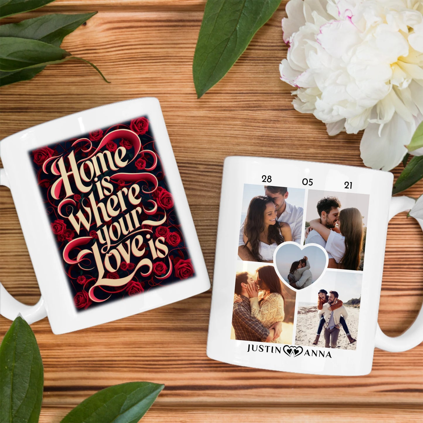 Personalisierte Tasse Liebe Home Is Where Your Love Is für Pärchen