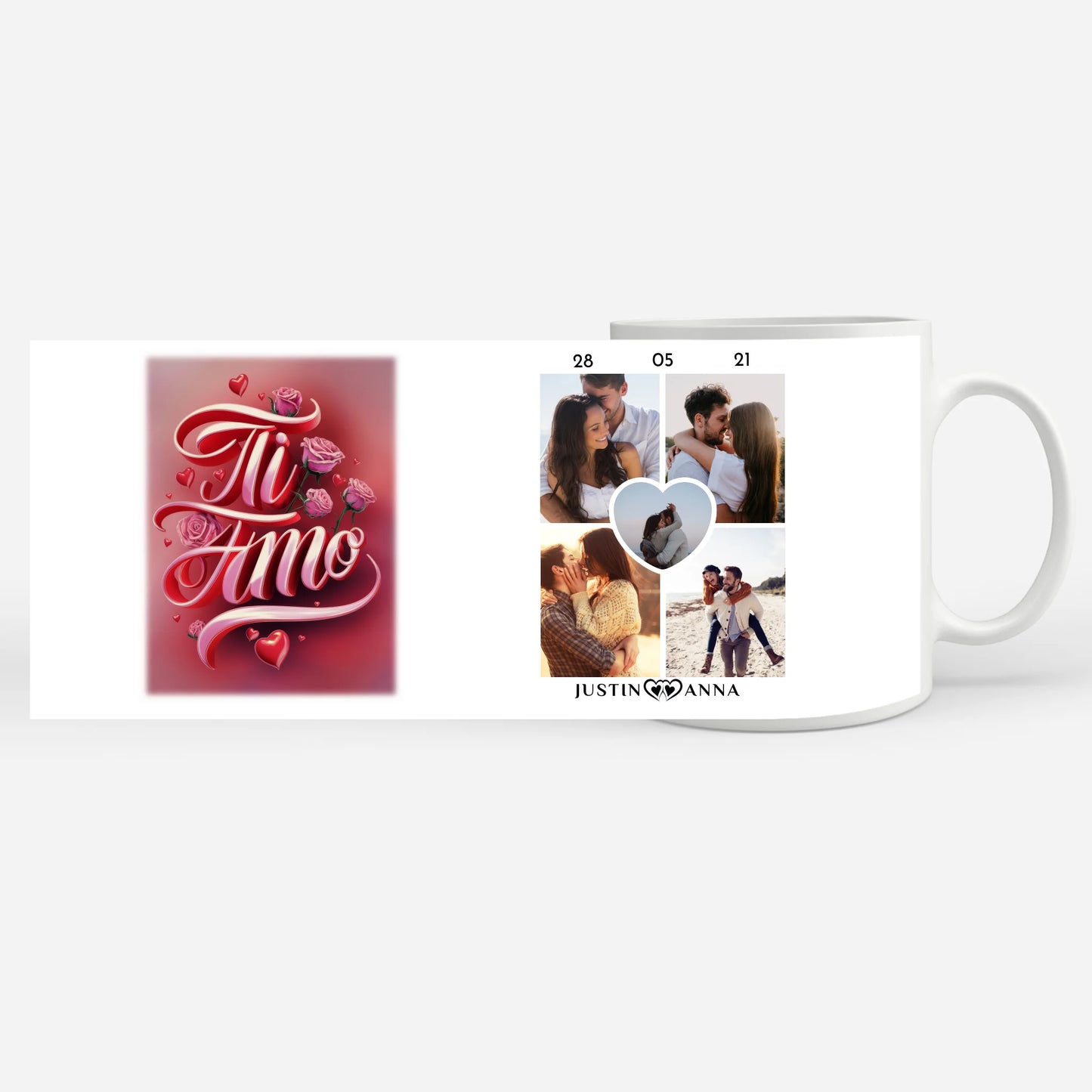 Tasse personalisiert für Paare Ti Amo Rosen für Pärchen