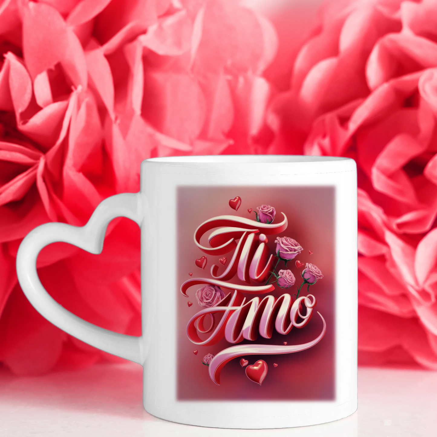 Tasse personalisiert für Paare Ti Amo Rosen für Pärchen
