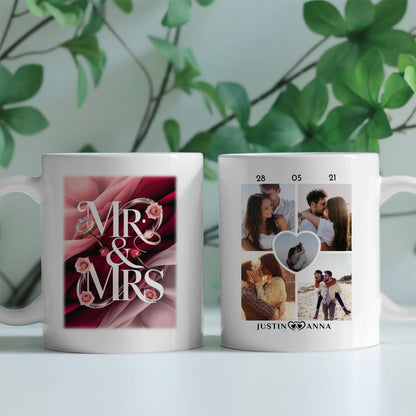 Foto Tasse für Paare Mr & Mrs Rosen Ringe Süßes Pärchen Geschenk