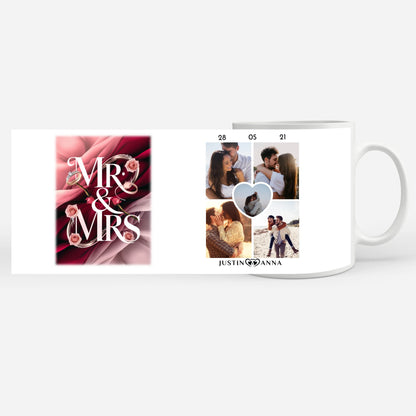 Foto Tasse für Paare Mr & Mrs Rosen Ringe Süßes Pärchen Geschenk