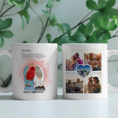 Personalisierte Tasse für Schwester Schwesterherz Definition