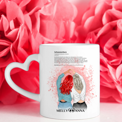 Personalisierte Tasse für Schwester Schwesterherz Definition