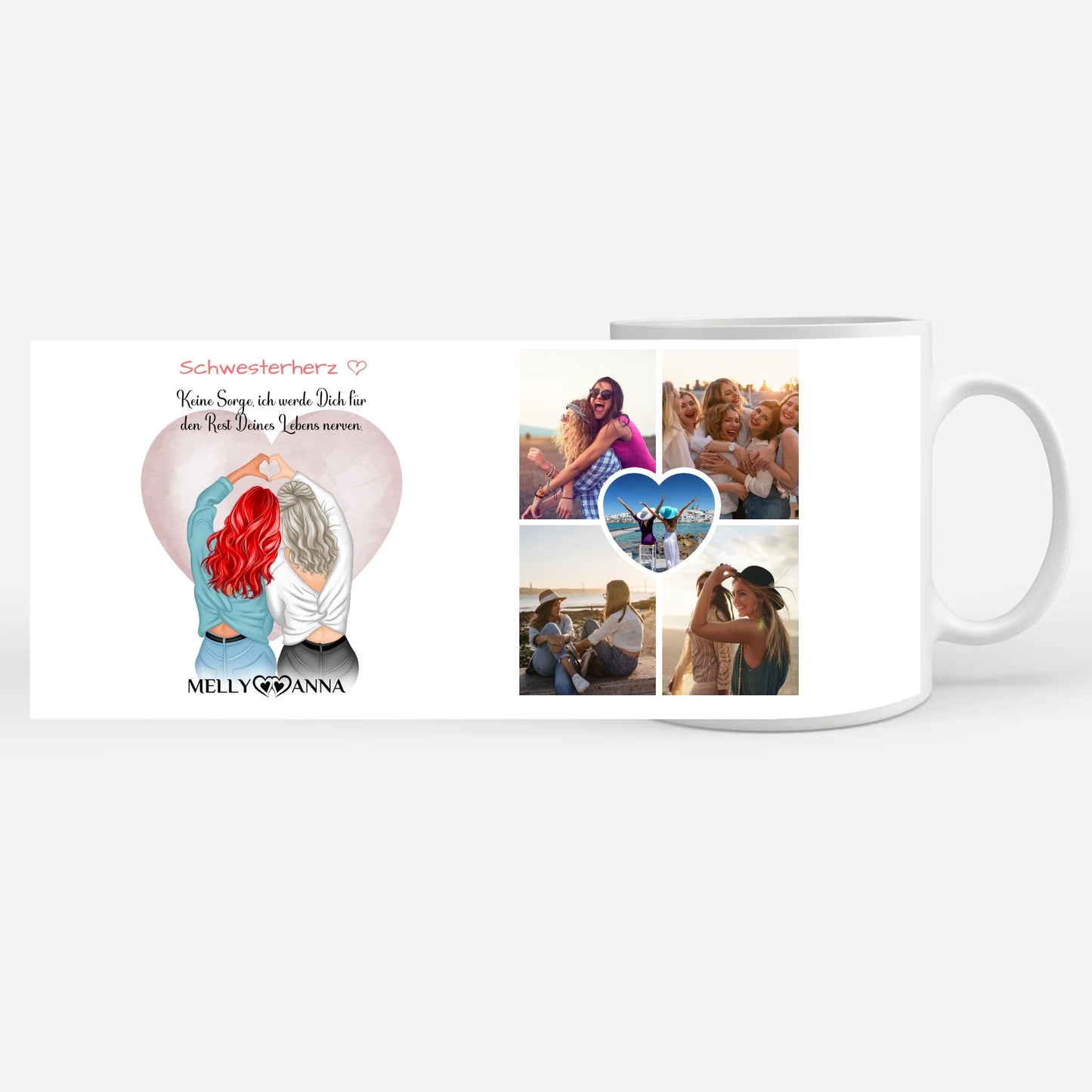 Personalisierte Tasse Schwesterherz Keine Sorge für Schwester