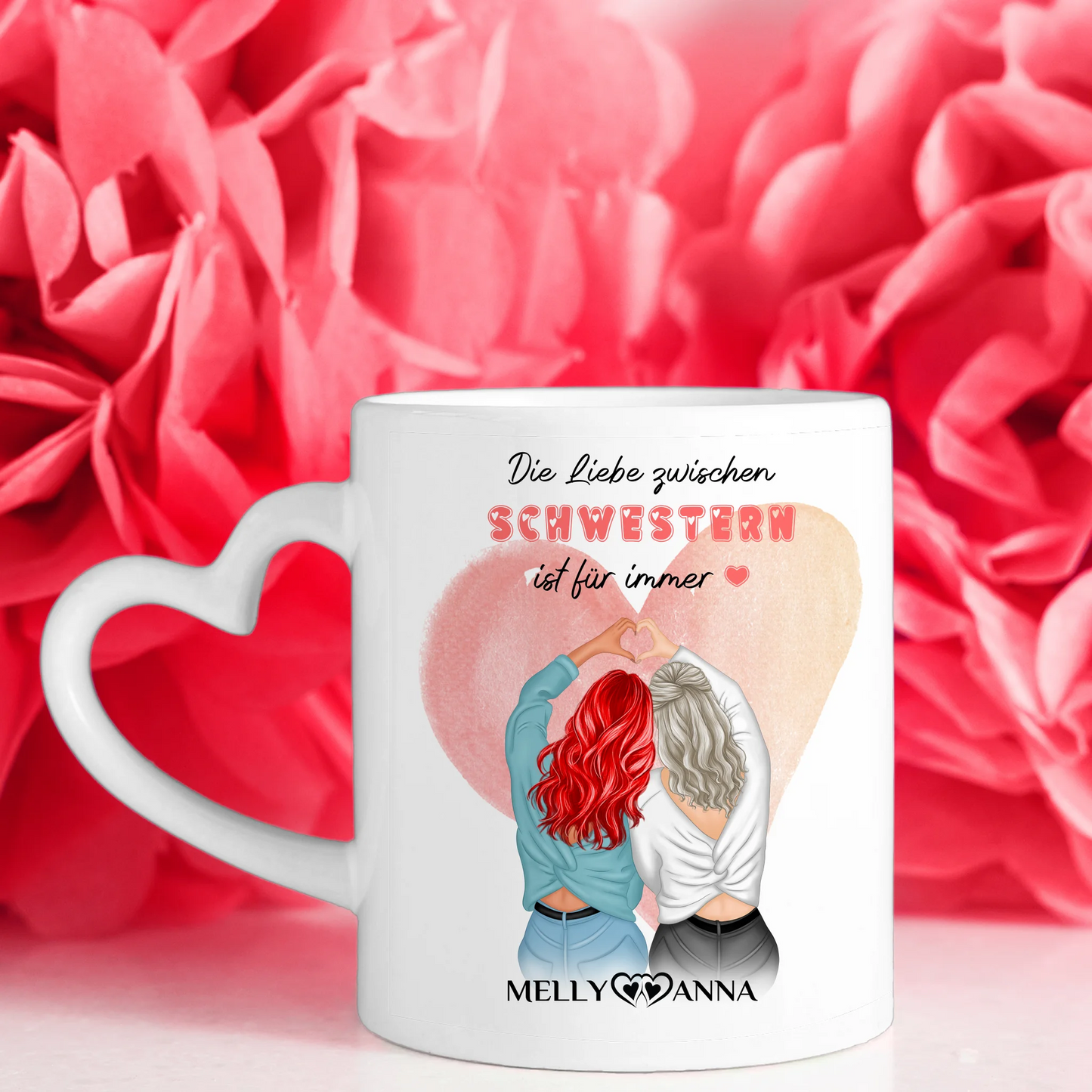 Tasse personalisiert für Schwester Liebe zwischen Schwestern