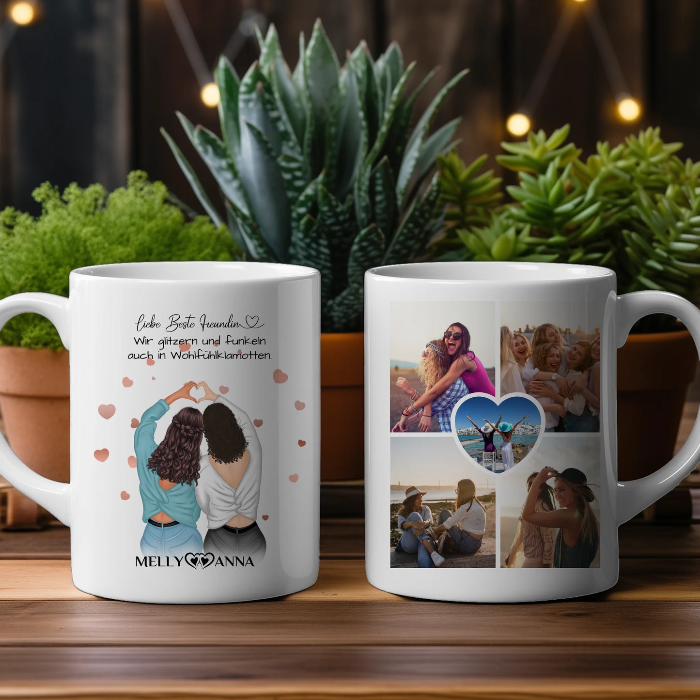 Personalisierte Tasse Beste Freundin Wohlfühlen mit 5 Fotos