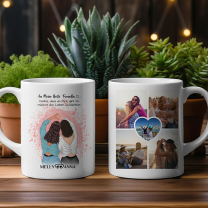 Personalisierte Tasse An meine Beste Freundin Danke mit 5 Fotos