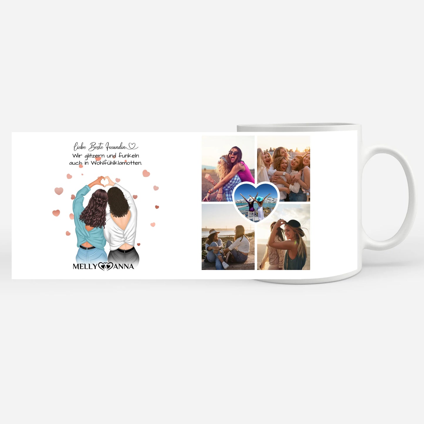 Personalisierte Tasse Beste Freundin Wohlfühlen mit 5 Fotos