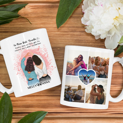 Personalisierte Tasse An meine Beste Freundin Danke mit 5 Fotos