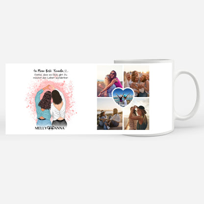 Personalisierte Tasse An meine Beste Freundin Danke mit 5 Fotos