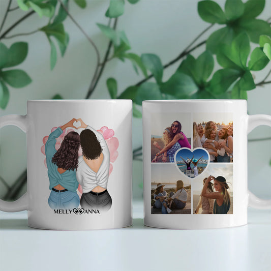 Personalisierte Tasse für Beste Freundin mit 5 Fotos mit 5 Fotos