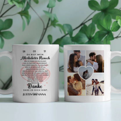 Personalisierte Tasse für Beste Freundin Danke dass es dich gibt mit 5 Fotos