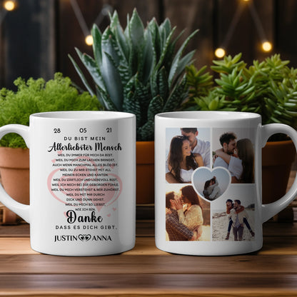 Personalisierte Tasse für Beste Freundin Danke dass es dich gibt mit 5 Fotos