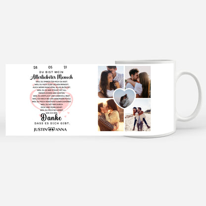 Personalisierte Tasse für Beste Freundin Danke dass es dich gibt mit 5 Fotos