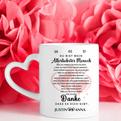 Personalisierte Tasse für Beste Freundin Danke dass es dich gibt mit 5 Fotos