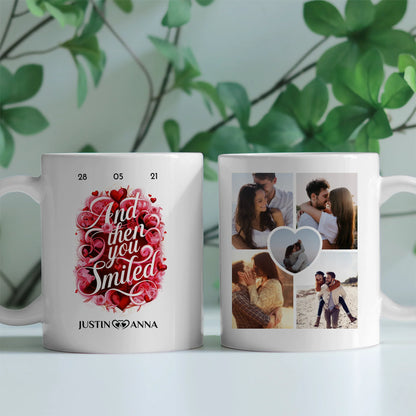 Liebes Tasse für Paare And then you smiled mit 5 Fotos